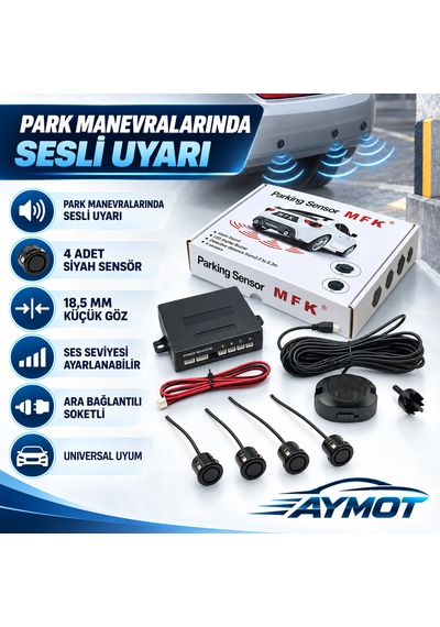 Mfk Bb03 Universal Ses Ayarlı Siyah 4 Sensörlü Park Sistemi 18,5 Mm