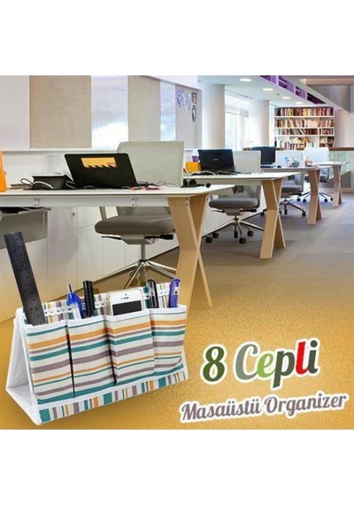 Ofis Çalışma Masa Üstü Düzenleyici 8 Cepli Organizer Kumaş Turuncu Diğer