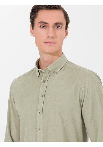 Cacharel Su Yeşili Slim Fit Uzun Kollu Gömlek Yeşil