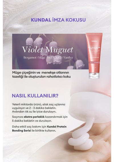 Yoğun Onarıcı Ve Isı Koruyucu Bakım Kremi Kundal Protein Bonding Treatment 50ml Violet Muguet