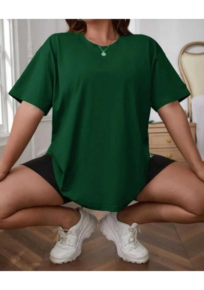 Kozia Outdoors Malkoçbey Baskısız Oversize Unisex Basic T-şhirt Yeşil Yeşil