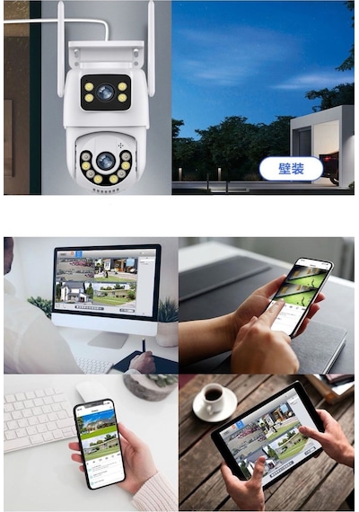 Full Hd 1080p Ip66 Wifi Akıllı Haraket Sensörlü Takip Su Geçirmez 2+2mp 4mp Çift Lens İp Kamera
