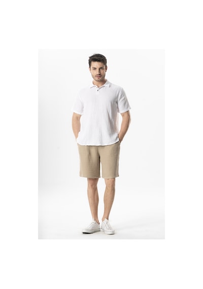 Kısa Kol Polo Yaka Müslin Yazlık Tshirt Beyaz Byz Beyaz