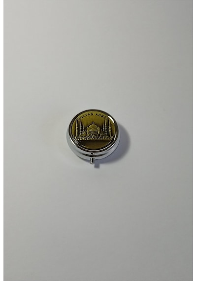 Mini Taşınabilir Cep Küllüğü - Mini Cep Küllüğü - Çanta Küllüğü 5cm - Sultanahmet Desenli Kapaklı Metal Mini Kül Tabağı