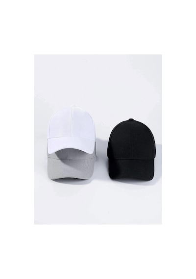 Caxis Spor Şapka Unisex 3 Adet Arkası Cırtlı Ayarlanabilir Siyah-gri-beyaz