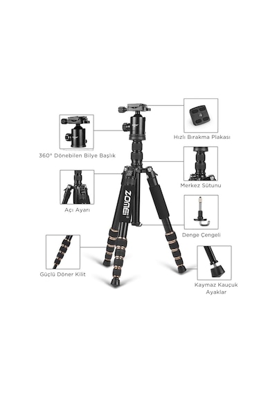 Profesyonel Tripod, 149 Cm, 13 Kg Taşıma Kapasiteli, 360 Bilye Başlıklı, Hızlı Bırakma Plakalı, Telefon Tutuculu, Uzaktan Kumandalı, Kaymaz Ayaklı Kamera Ve Telefon Tripodu Zomei Z-669 Belirtilmemiş Profesyonel Tripod, 149 Cm, 13 Kg Taşıma Kapasiteli, 360 Bilye Başlıklı, Hızlı Bırakma Plakalı, Telefon Tutuculu, Uzaktan Kumandalı, Kaymaz Ayaklı Kamera Ve Telefon Tripodu Zomei Z-669 Belirtilmemiş