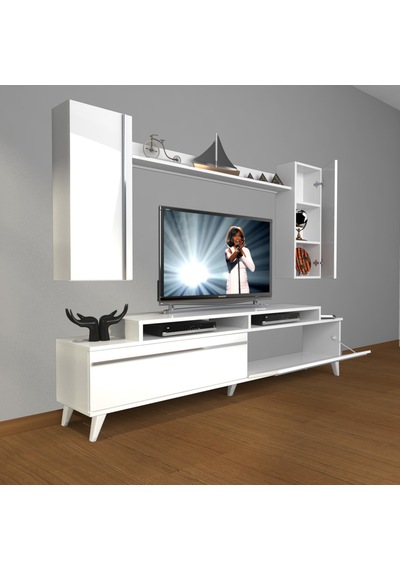 Decoraktiv Ekoflex 7 Mdf Retro Tv Ünitesi Tv Sehpası Beyaz