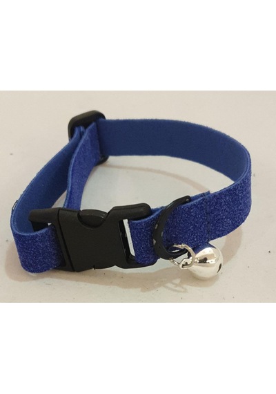Mavi Renk Özel Derili 1.5 CM Kilit Tokali Kedi Tasması