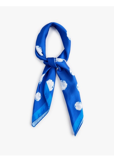 Koton Puantiye Desenli Kare Fular Bandana Mavi 6sak50115aa