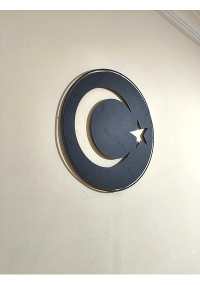 Motto Dekor Lazer Kesim Metal Türk Bayrağı Görselli Beyaz Led Işıklı Duvar Dekoru Duvar Aydınlatması Siyah