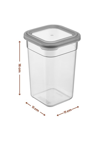 Flora Kare Erzak Saklama Kabı 24'lü Set, Gıda Baharat Bakliyat Saklama Kabı Orta Boy 24x 1,3 Lt Şeffaf Gri