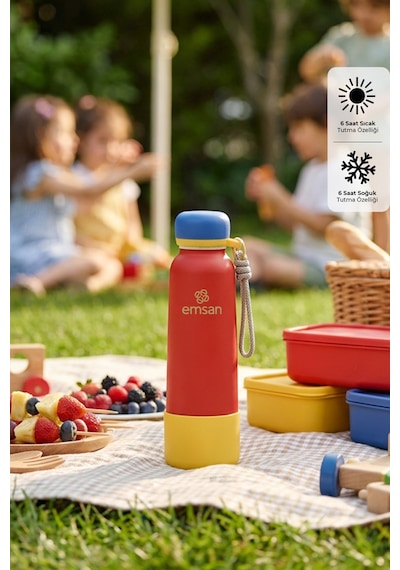 Emsan Thermos Bottle Çelik Sızdırmaz Termos 750 Ml Kırmızı Red