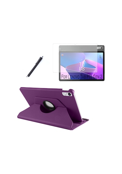 Lenovo Tab P11 2.nesil 11.5 İnç Tb-350fu Dönebilen Standlı Tablet Kılıfı + Ekran Koruyucu + Kalem Kapaklı Kılıf