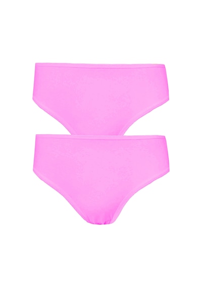 Hepsine Rakip 2li Kadın Orta Yüksek Bel Bikini Külot İnce Lastik Pembe
