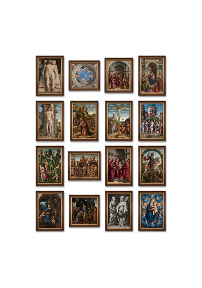 Andrea Mantegna Eserleri 16'lı Tablo Sticker Seti Laptop Defter Etiket Çok Renkli