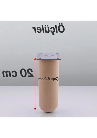 4 Adet Doğal Ahşap Silindir Ayak Seti - 20 Cm Abanoz