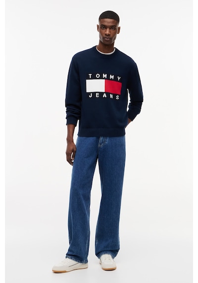 Tommy Hilfiger Tjm Reg Flag Sweater Cnck Erkek Mavi Kazak - Dm0dm23413