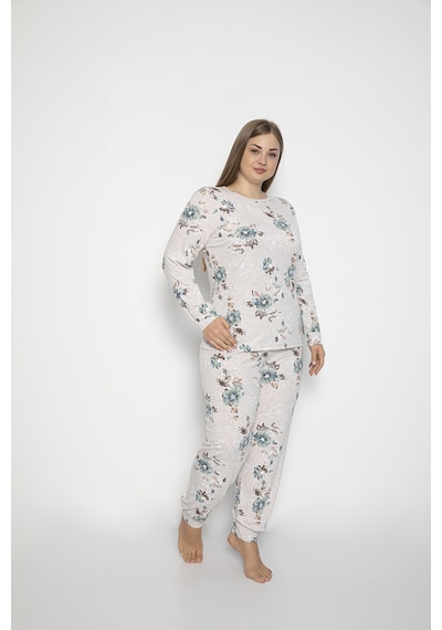 Vishenka Kadın Büyük Beden Viskon Likralı Baskılı Pijama Takımı Çok Renkli