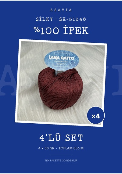 Lana Gatto Silky Örgü İpi 4'lü Set 4 X 50 Gr %100 İpek Sk-31346