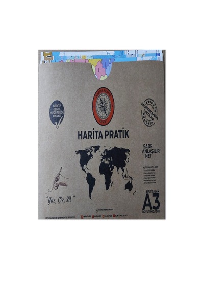 Harita Pratik Türkiye ve Dünya Fiziki.Siyasi.Dilsiz Haritası