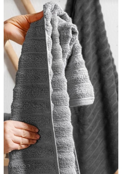 Dalgalı 4 Lü Havlu Seti -%100 Pamuk 2 Adet 70x140-2 Adet 50x90 Modern Ve Lüks Hamam Seti 4 Renk