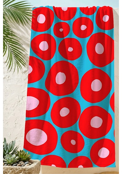 Modern Geometrik Desenli Plaj Havlusu - Soyut Pop Art Turkuaz Kırmızı Hızlı Kuruyan Mikrofiber Havlu Yağmur Kabuğu Modern Geometrik Desenli Plaj Havlusu - Soyut Pop Art Turkuaz Kırmızı Hızlı Kuruyan Mikrofiber Havlu Yağmur Kabuğu