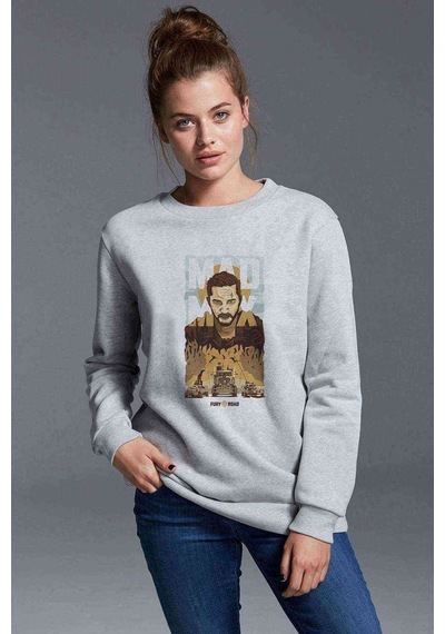Mad Max Baskılı Gri Kadın Sweatshirt