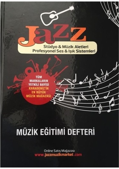 Jazz Kalın Yapraklı Ciltli Solfej Müzik Defteri Sol Anahtarsız Büyük Boy