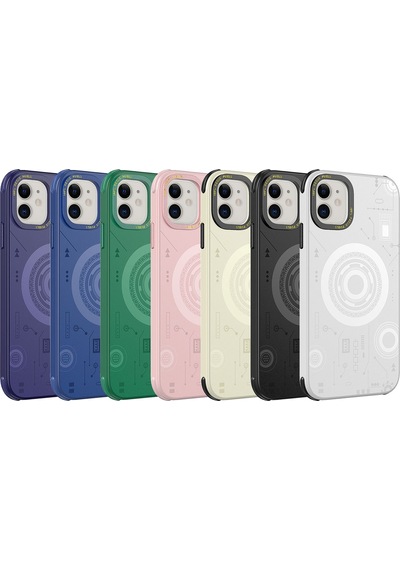 Zeyline Apple Uyumlu iPhone 12 Zore Wireless Şarj Özellikli Desenli Hot Kapak-koyu Yeşil