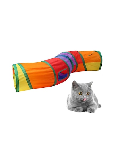 Katlanabilir Kedi Tüneli S Şekilli Kanal Yavru Kedi Oyuncağı Kedi Tüneli Gökkuşağı Evcil Hayvan Malzemeleri S529