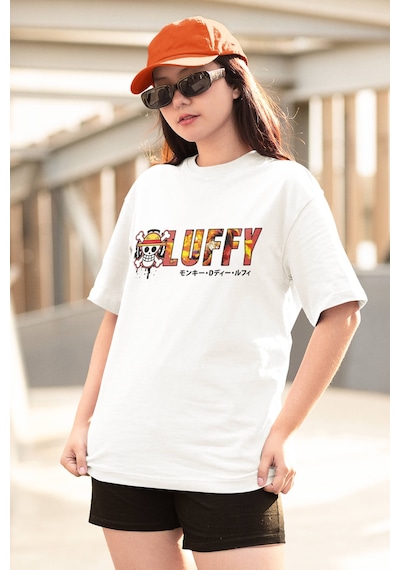 One Piece Luffy Logo Beyaz Tişört
