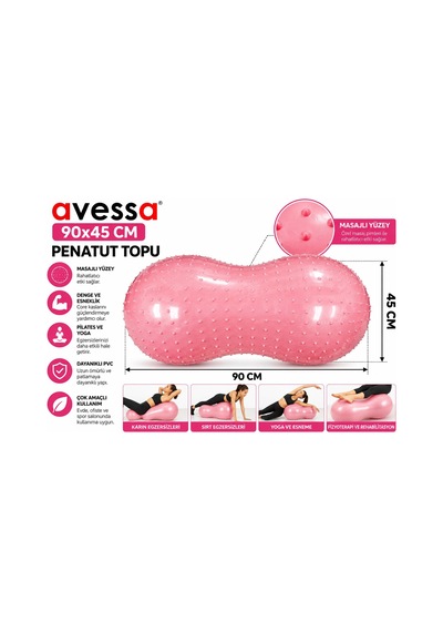 Avessa 90x45 Penatut Fıstık Şekilli Pilates Topu Pembe