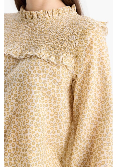 DeFacto Regular Fit Desenli Fırfır Yaka Vual Uzun Kollu Tesettür Bluz Tunik E7966AX25SMWT47