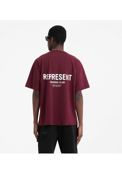 Flood Of Style Erkek Bordo Represent Baskılı Bisiklet Yaka Tshirt