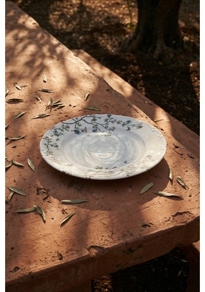 Silent Bloom Porselen Servis Tabak - 26 Cm Renkli