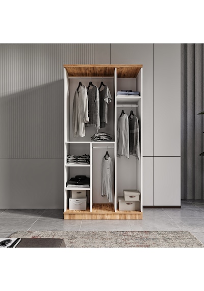 Flora 3 Kapaklı Komple Mdf Aynalı Gardırop - Elbise Dolabı