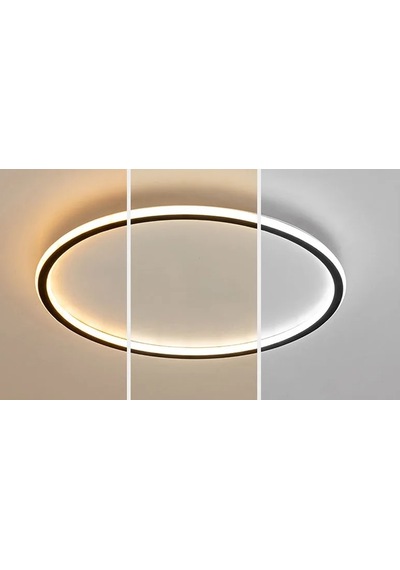 Siyah Ø40 cm Çember Avize 3000K Sarı Işık Led Tavan Lambası