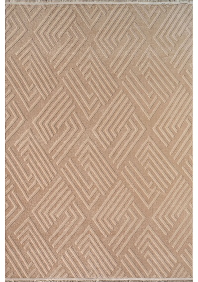 Plato Halı Opqo Ekselans Premium Oturma Odası, Salon, Antre Yıkanabilir Polyester Kaymaz Taban Dark Bej Halı