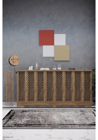 Petek Kaplama Modern Radyatör Kapatma Ünitesi Ön Panel Mdf Tasarım İç Ölçü 156 Cm Dış Ölçü 160 Cm Petek 156 Çam D6