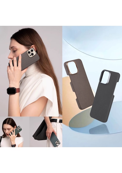 Nettech Apple Uyumlu iPhone 15 Pro Max Nt-n075 Kevlar Karbon Arka Koruma Kılıf - Siyah Siyah