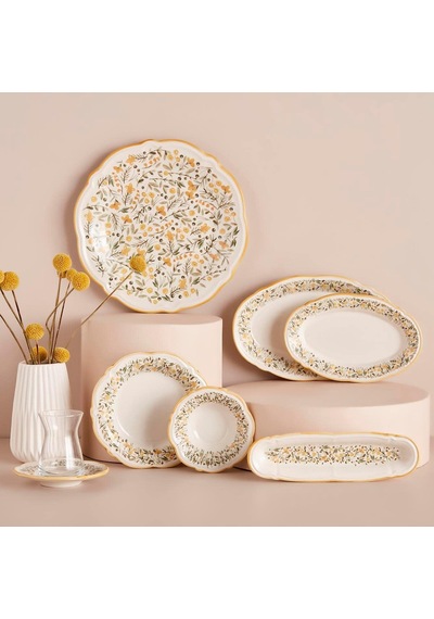 Tr Loren Stoneware 26 Parça 6 Kişilik Kahvaltı Takımı Sarı Diğer