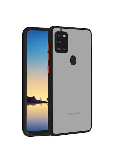 Fibaks Galaxy A21s Uyumlu Kılıf Şeffaf Mat Kamera Köşe Korumalı Pürüzsüz Sert