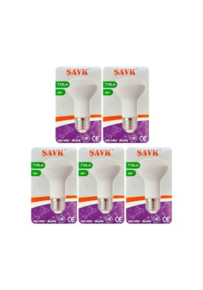 5 Adet Şavk 8w 54w Sarı Işık 3000k E27 Duylu Kalın Duy Led R63 Ampul