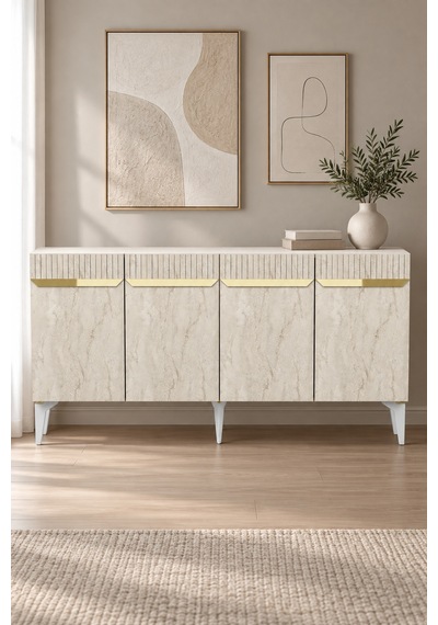 Ka1544btg Duma Konsol Beyaz-traverten-gold 150cm Beyaz - Traverten - Gold Ka1544btg Duma Konsol Beyaz-traverten-gold 150cm Beyaz - Traverten - Gold
