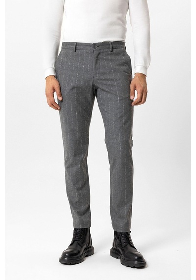 Back And Bond Gri Slim Fit Çizgili Casual Pantolon Çok Renkli
