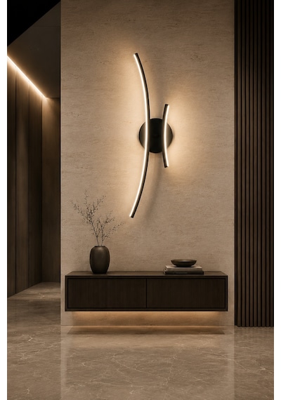 Yumi Modern Led Duvar Apliği Günışığı Siyah