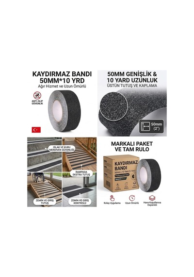 Emka Anti Kayma Bandı, 50mm X 9.14m, Kaydırmaz Yüzey Güvenlik Şeridi Diğer