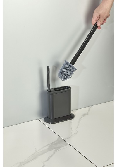 İndecor Houseware 2'li Tuvalet Fırçası Seti Ve Çok Amaçlı İnce Temizlik Fırçası Derz Banyo Detay Temizleme Fırçası Siyah