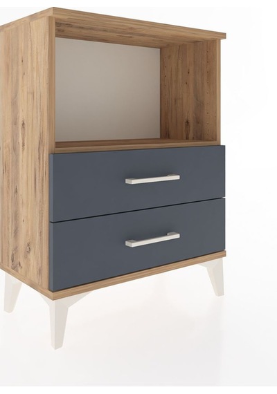 Arges Komodin 2 Çekmeceli 60x30x80 Çam-antrasit Çam