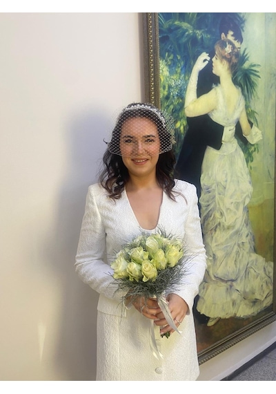 İncili, Duvaklı Nikah Tacı, Gelin Tacı, Nedime , Lohusa , Parti Tacı Orjinal Vual Tül ile